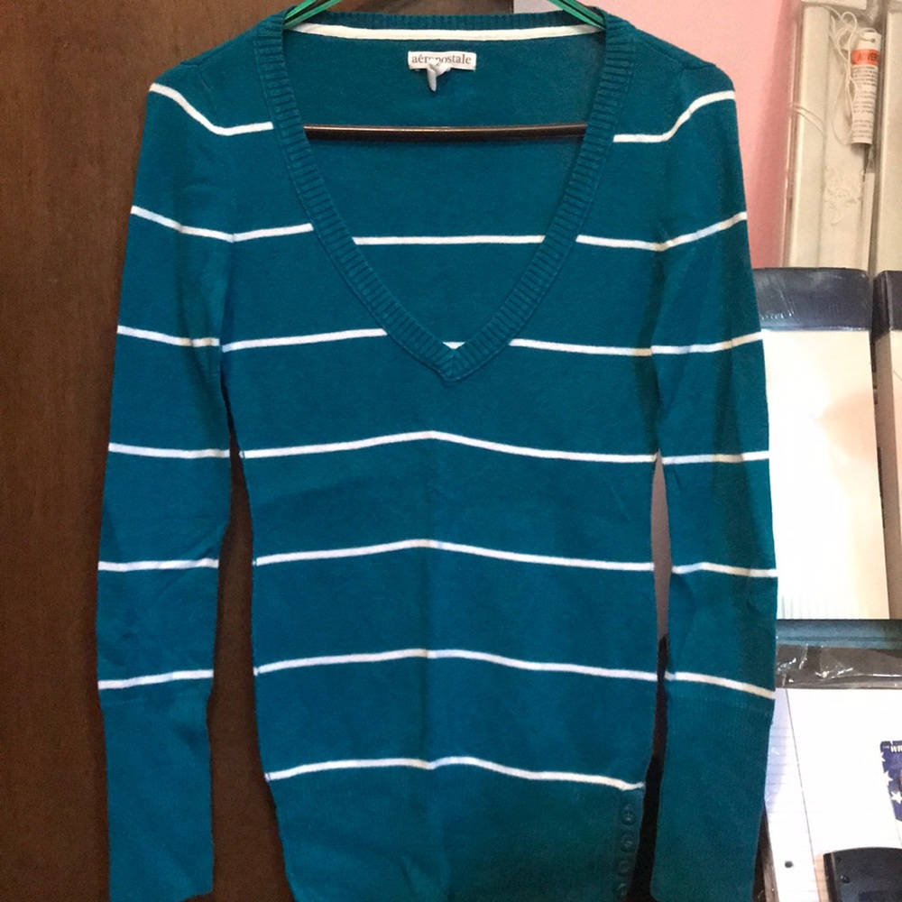 Teal V-Neck Sweater